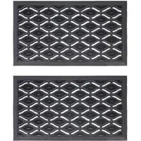 JVL Elipses Rubber Door Mat 2 Pack - Black