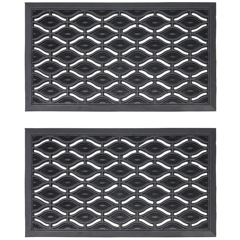 JVL Elipses Rubber Door Mat 2 Pack - Black image
