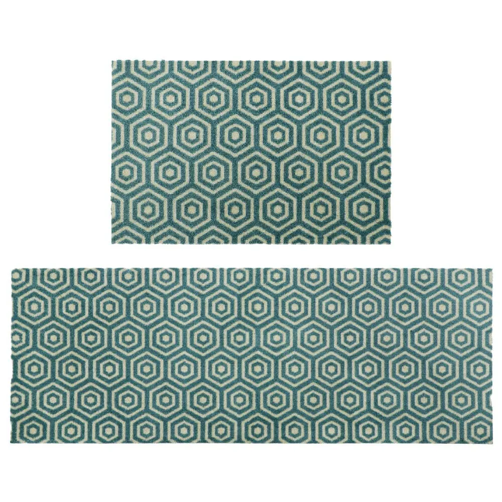 JVL Geo Hex Runner Mat 57 x 150cm - Multi image