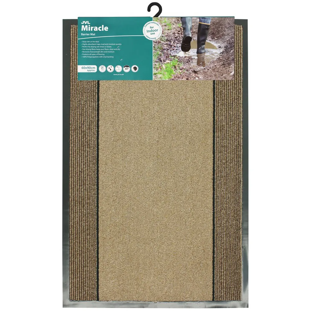 JVL Miracle Barrier Mat - Beige, Polypropylene