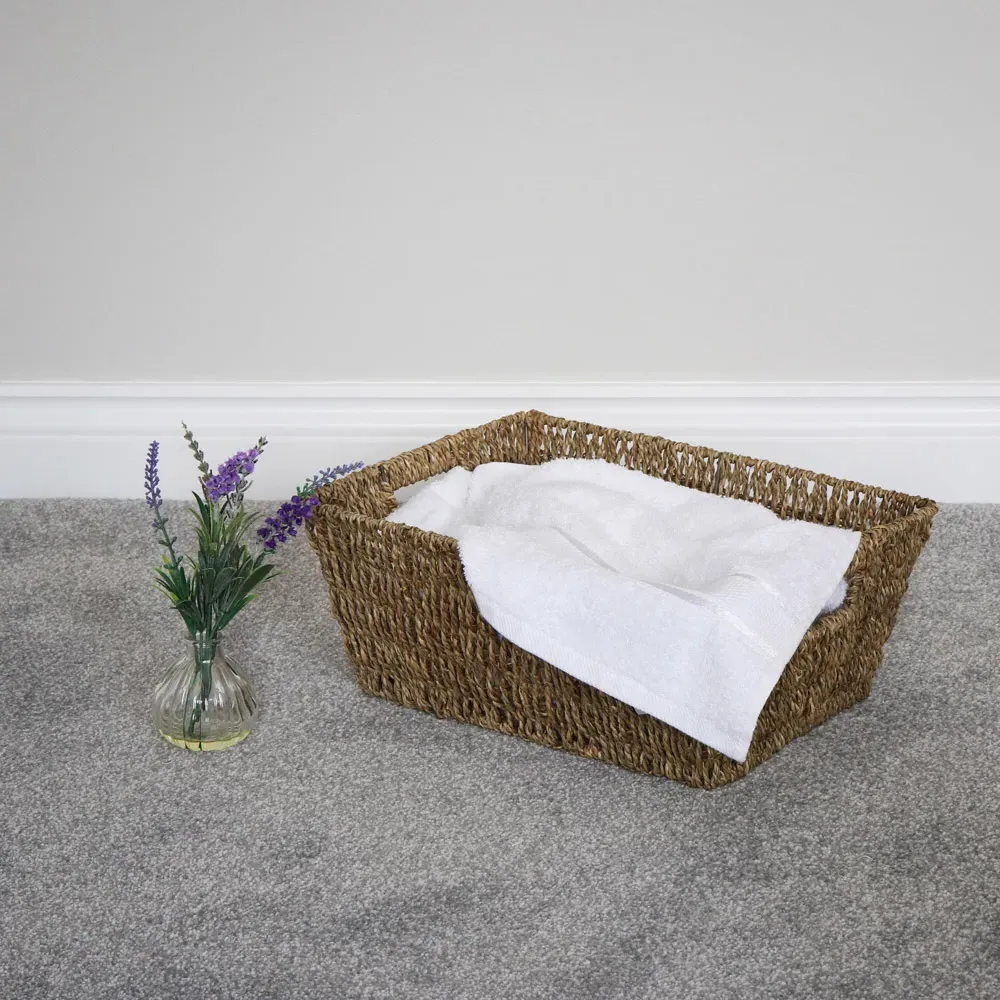 JVL Rectangular Storage Basket 2 Pack - Brown, Seagrass