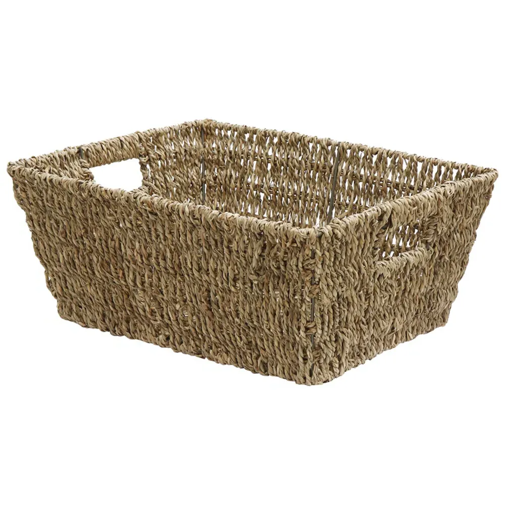 JVL Rectangular Storage Basket 2 Pack - Brown, Seagrass