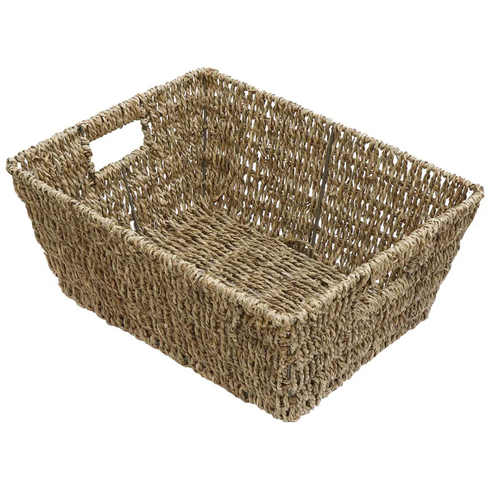 JVL Rectangular Storage Basket 2 Pack - Brown, Seagrass