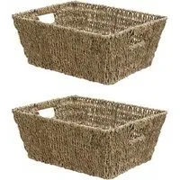 JVL Rectangular Storage Basket 2 Pack - Brown, Seagrass