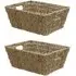 JVL Rectangular Storage Basket 2 Pack - Brown, Seagrass