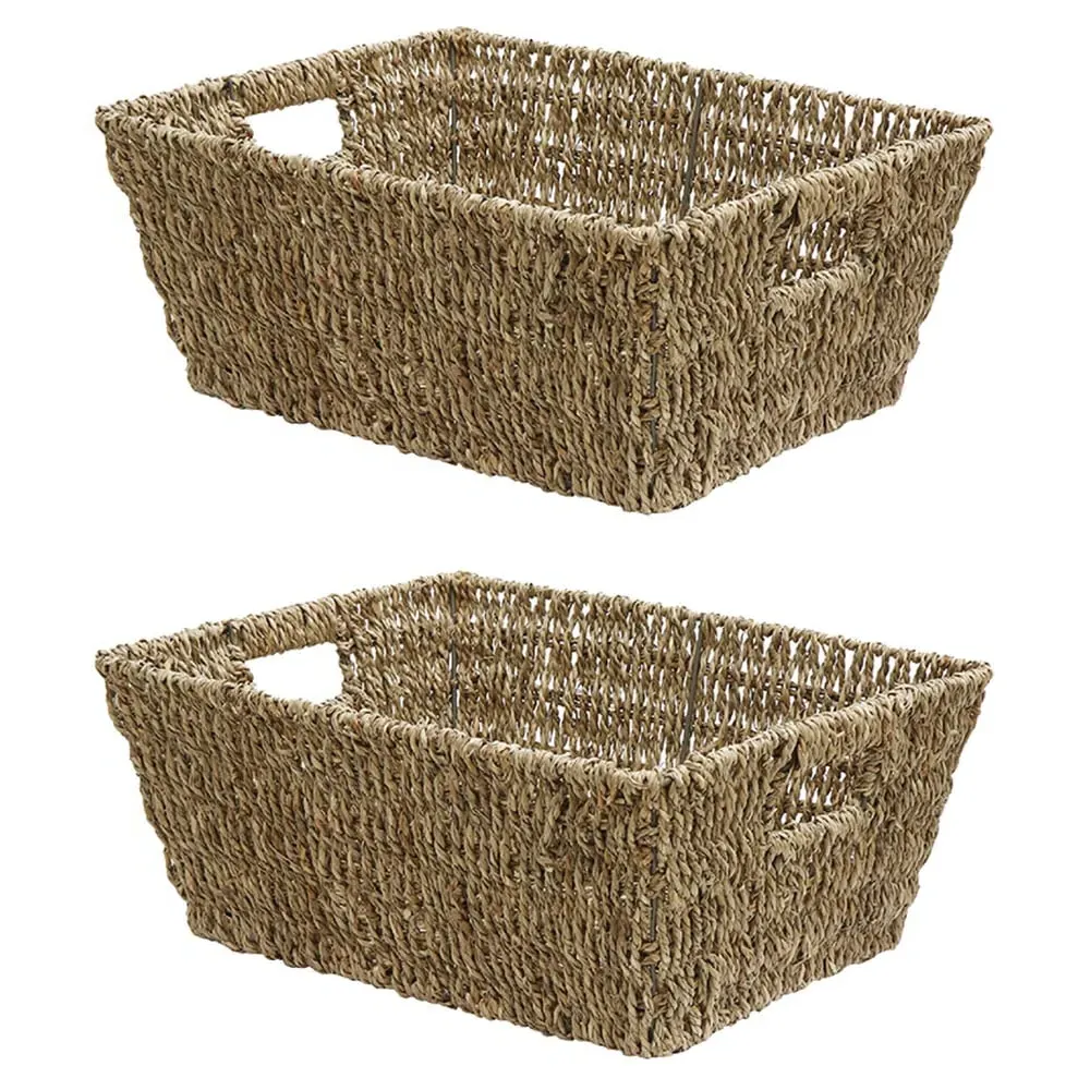 JVL Rectangular Storage Basket 2 Pack - Brown, Seagrass