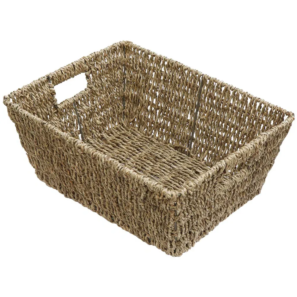 JVL Rectangular Storage Basket 3 Pack - Brown, Seagrass