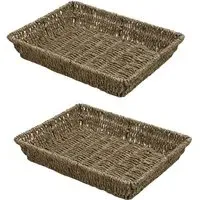 JVL Rectangular Storage Tray 2 Pack - Brown, Seagrass