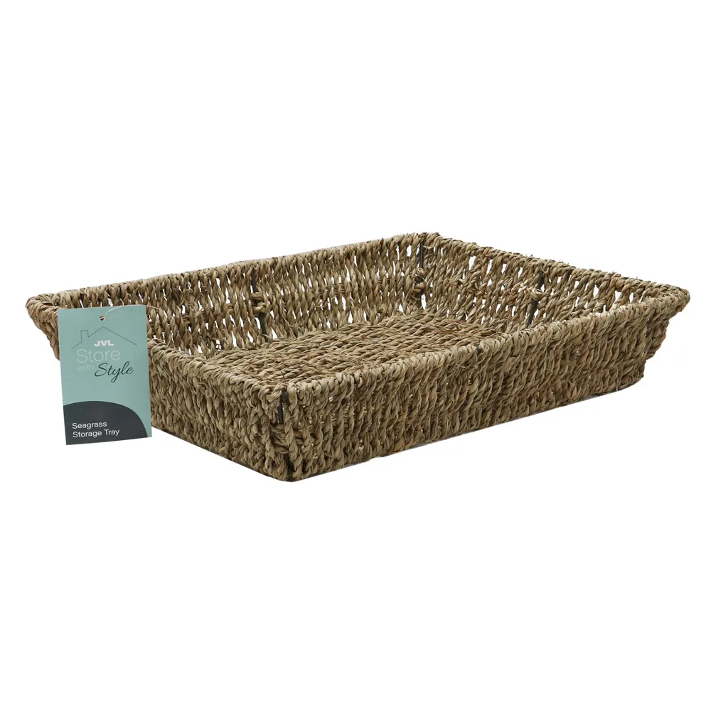 JVL Rectangular Storage Tray 6 Pack - Brown, Seagrass