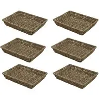 JVL Rectangular Storage Tray 6 Pack - Brown, Seagrass