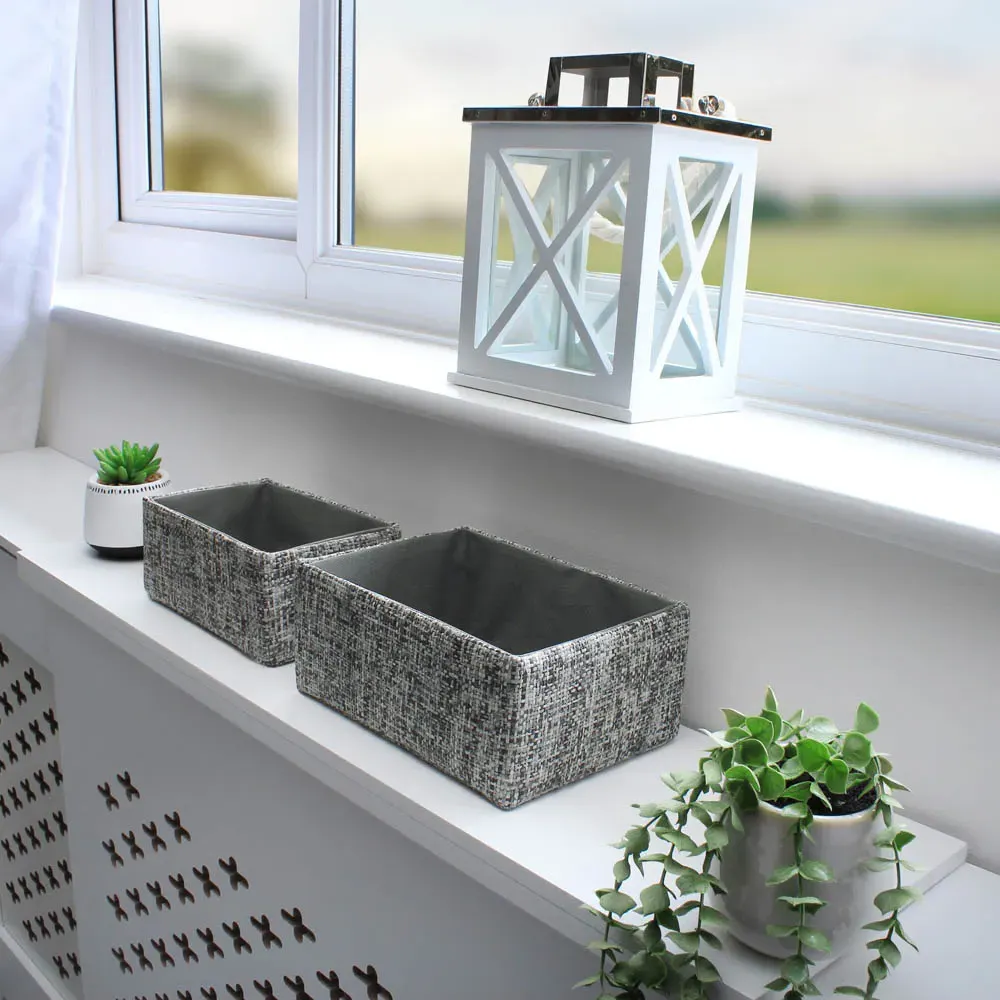 JVL Urban Rectangular Storage Baskets 2 Pack - Grey, Paper