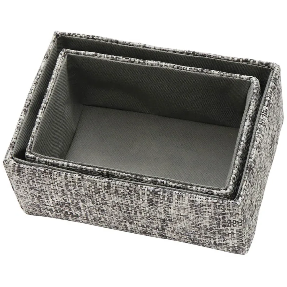 JVL Urban Rectangular Storage Baskets 2 Pack - Grey, Paper