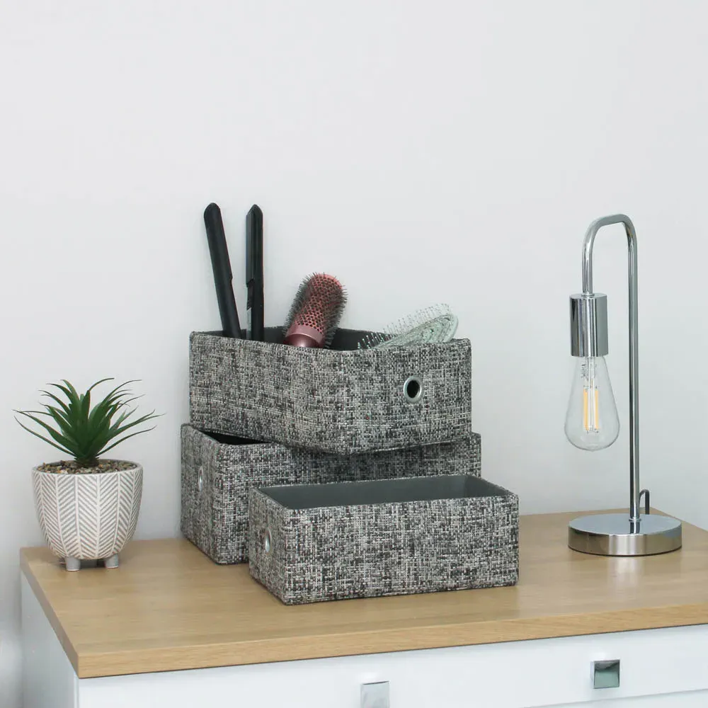 JVL Urban Rectangular Storage Baskets 3 Pack - Grey, Paper