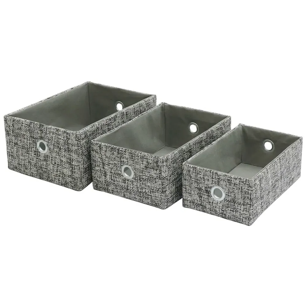 JVL Urban Rectangular Storage Baskets 3 Pack - Grey, Paper