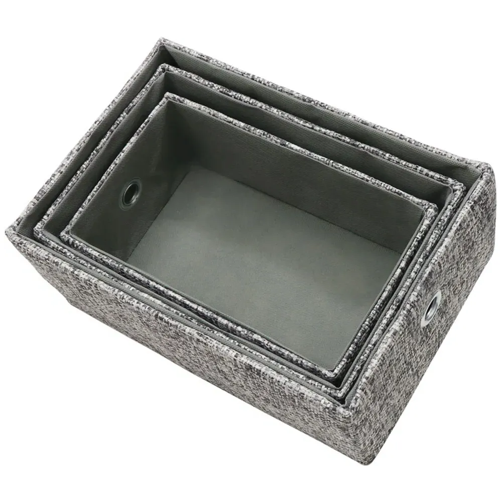 JVL Urban Rectangular Storage Baskets 3 Pack - Grey, Paper