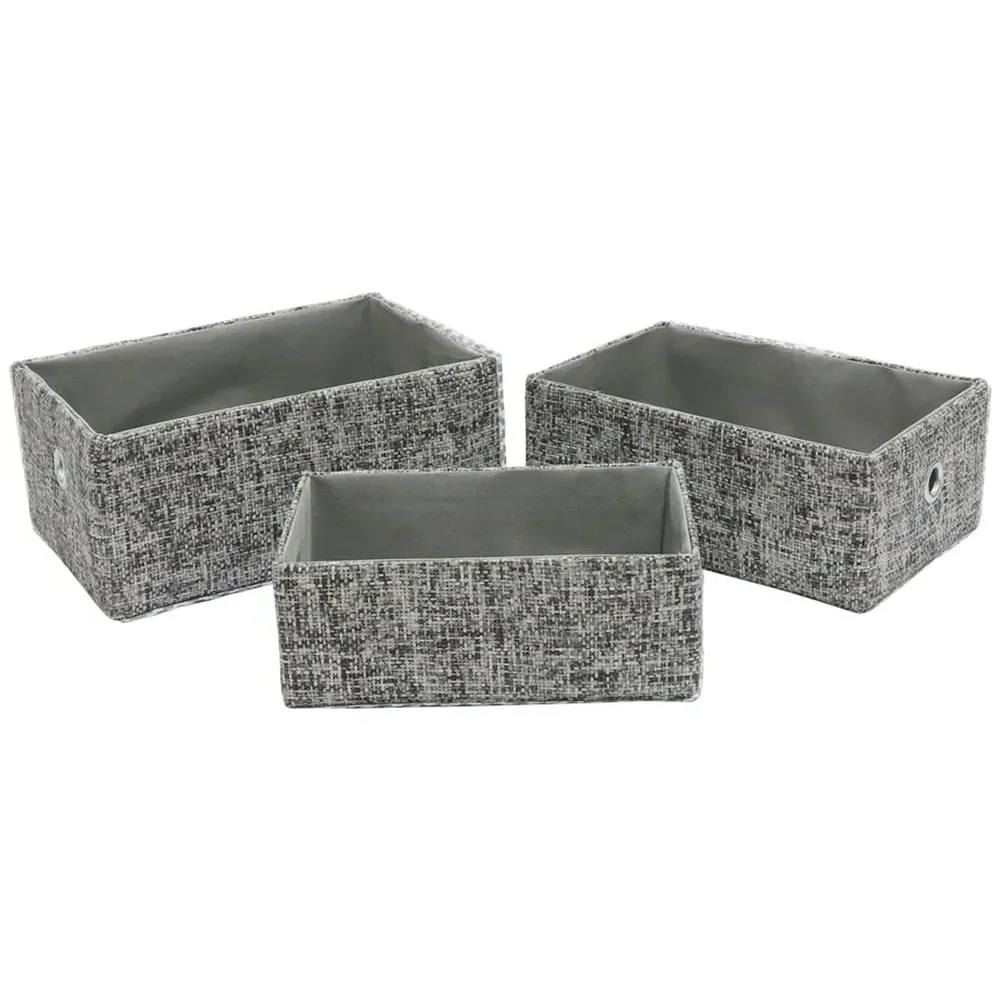 JVL Urban Rectangular Storage Baskets 3 Pack - Grey, Paper