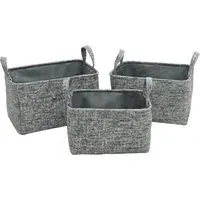 JVL Urban Rectangular Storage Baskets with Handles 3 Pack - Grey