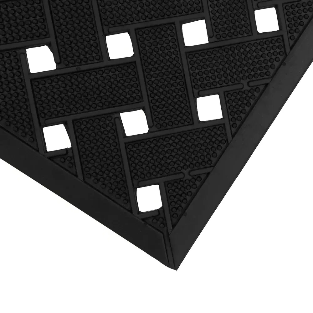 Lattice Rubber Scraper Doormat 40 x 70cm - Black