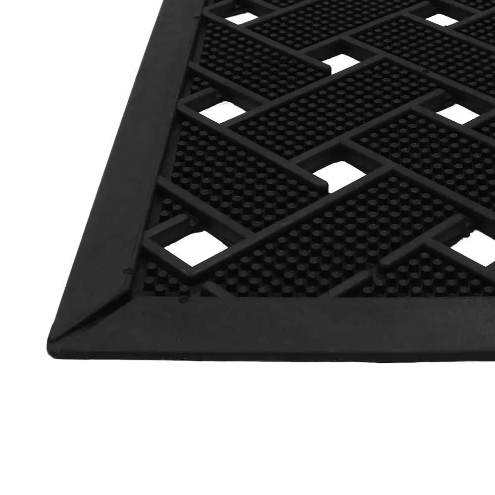Lattice Rubber Scraper Doormat 40 x 70cm - Black