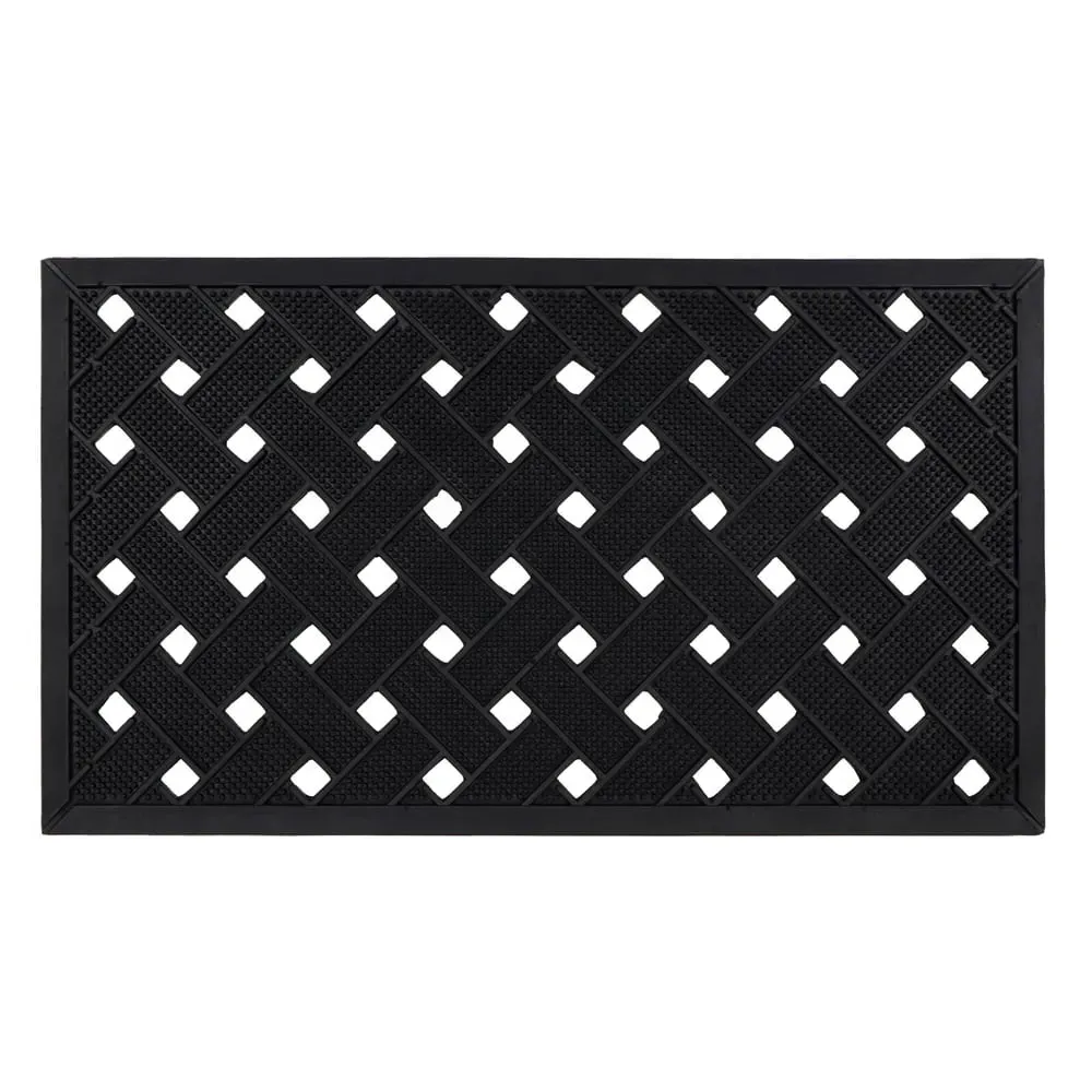 Lattice Rubber Scraper Doormat 40 x 70cm - Black