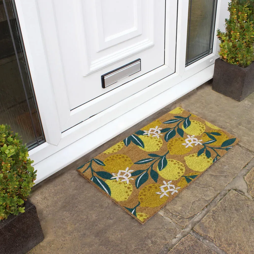 Lemons Latex Coir Door Mat - Yellow