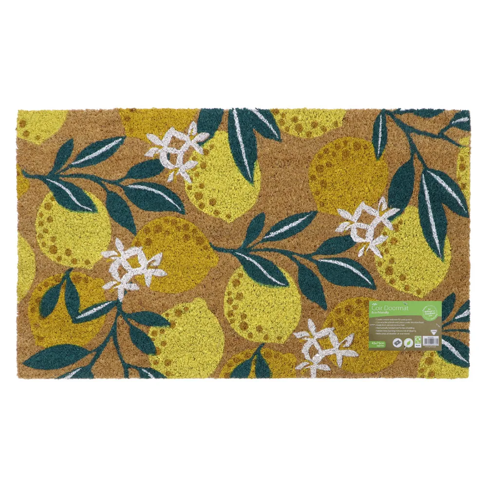Lemons Latex Coir Door Mat - Yellow
