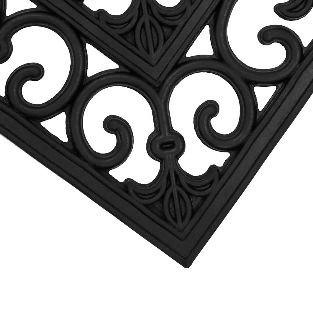 Lexi Rubber Patio Mat - Black, Wrought Iron Effect