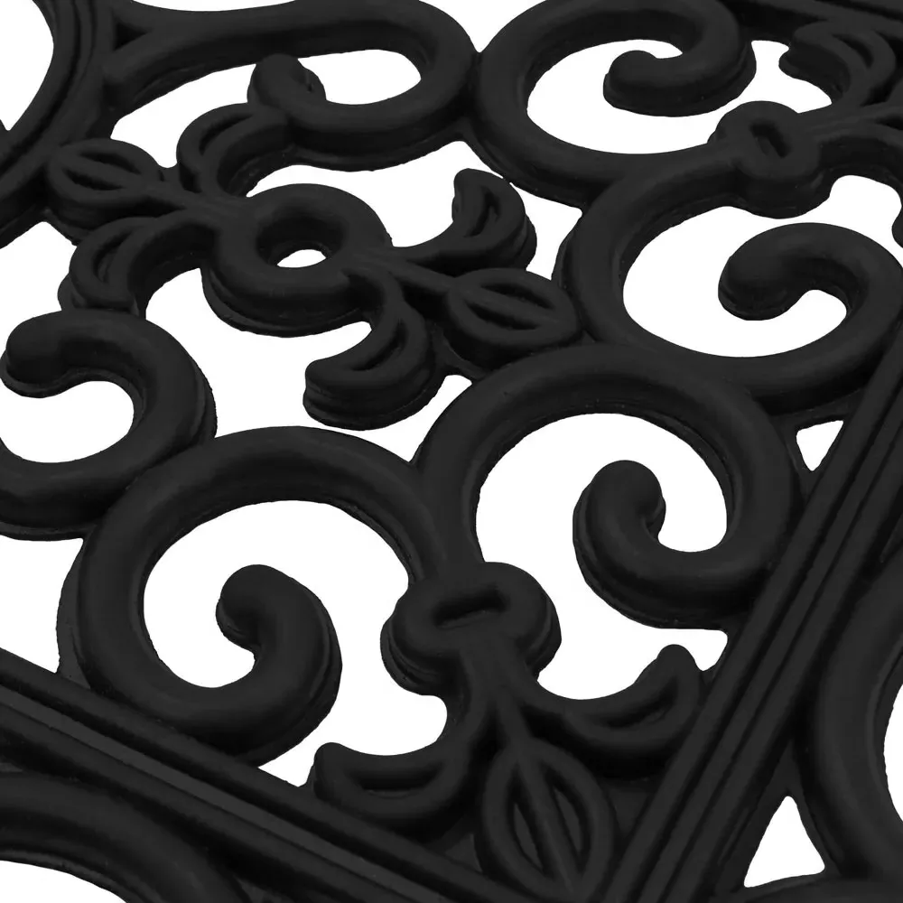 Lexi Rubber Patio Mat - Black, Wrought Iron Effect