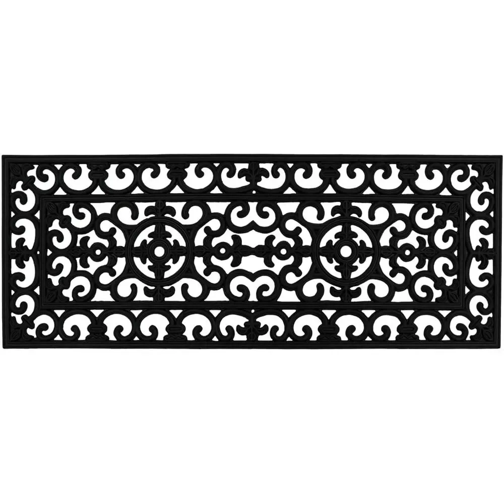 Lexi Rubber Patio Mat - Black, Wrought Iron Effect