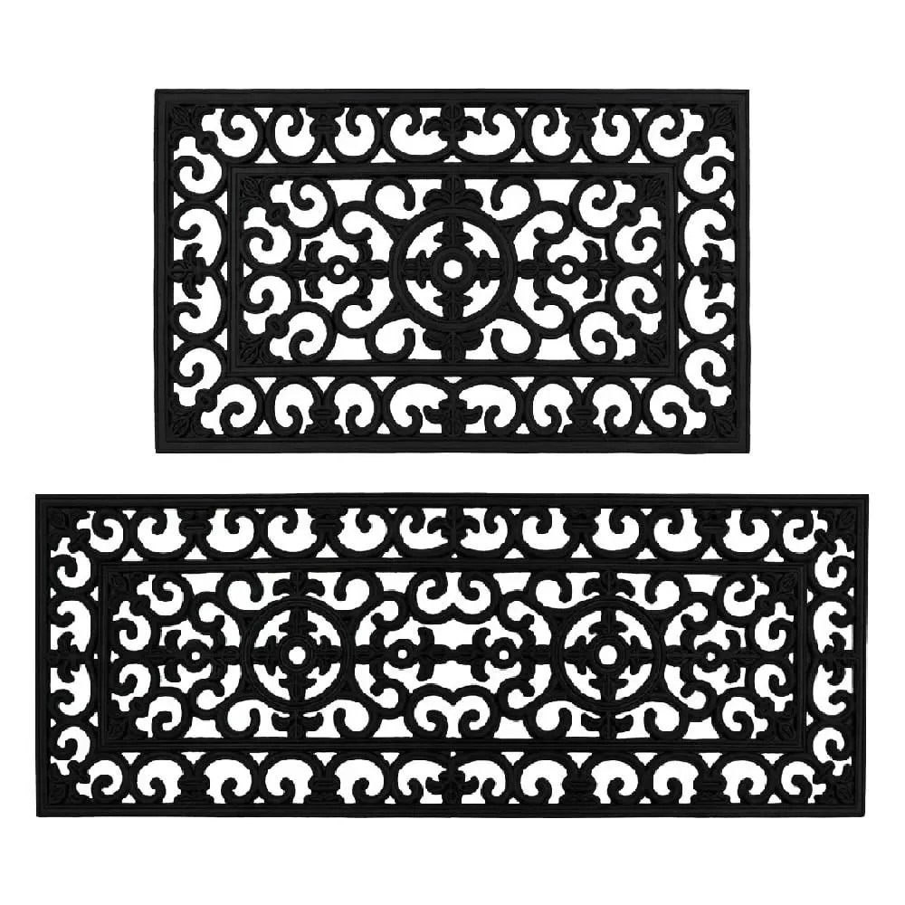 Lexi Rubber Scraper Doormat - Wrought Iron Effect
