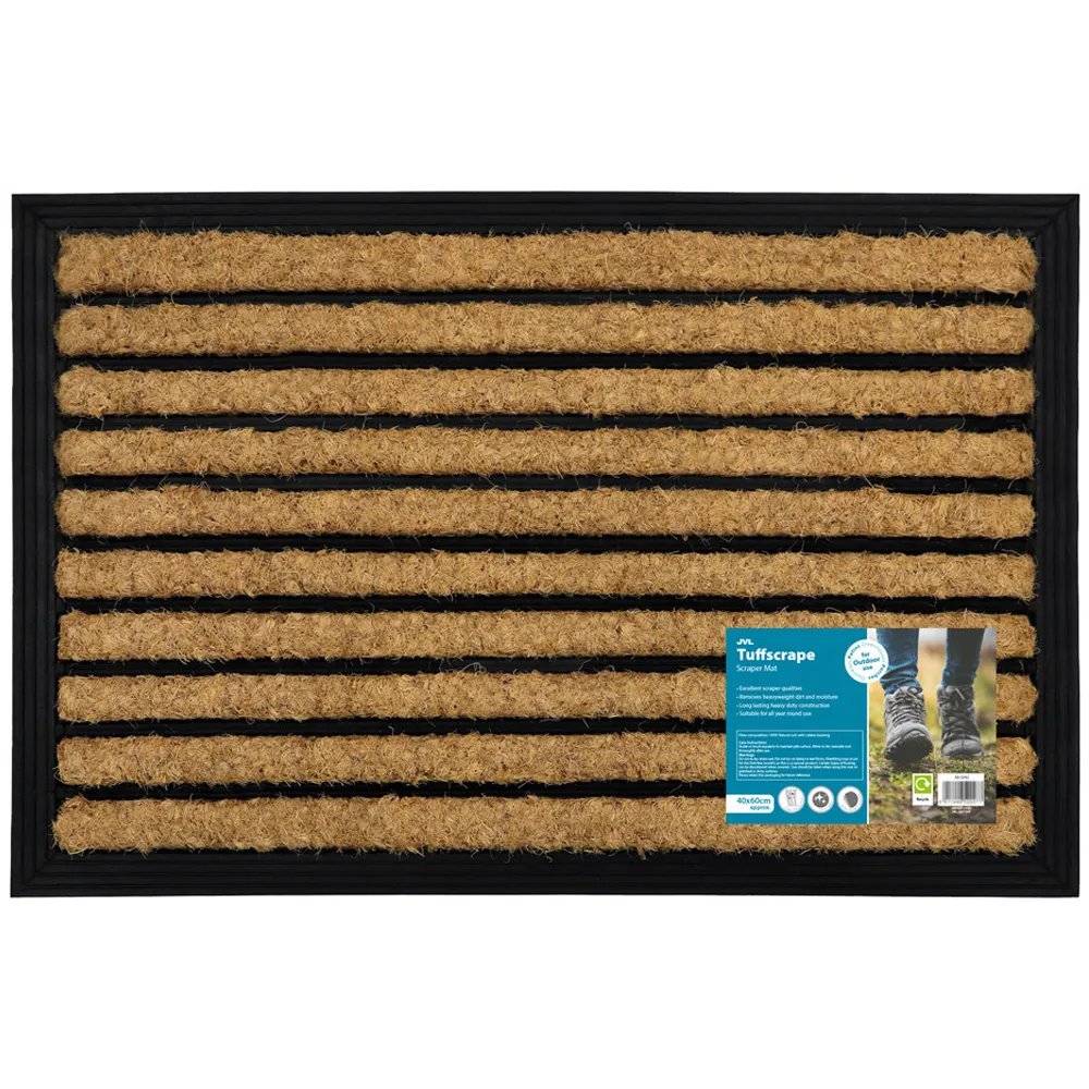 Lines Tuffscrape Coir Door Mat - Brown