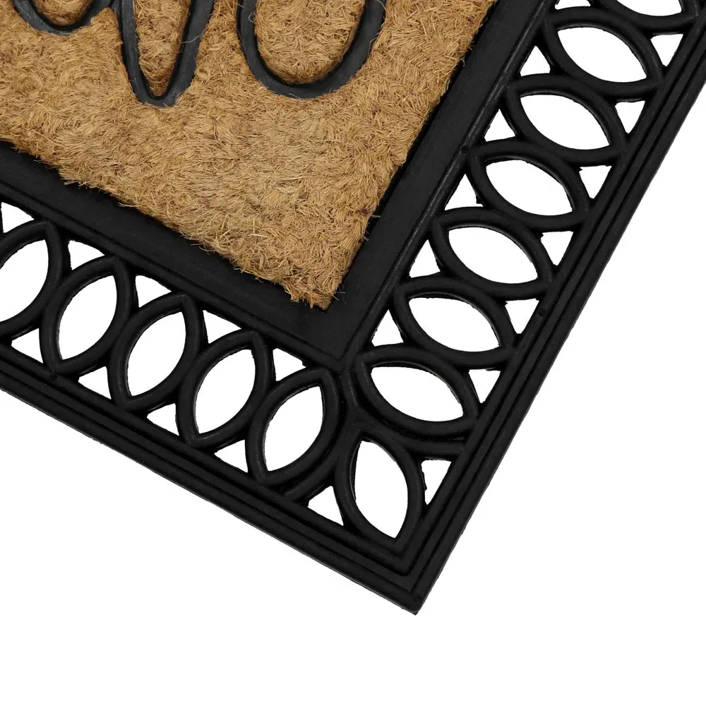 Orana Rubber Tuffscrape Doormat with Welcome Design - Brown