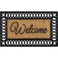 Orana Rubber Tuffscrape Doormat with Welcome Design - Brown