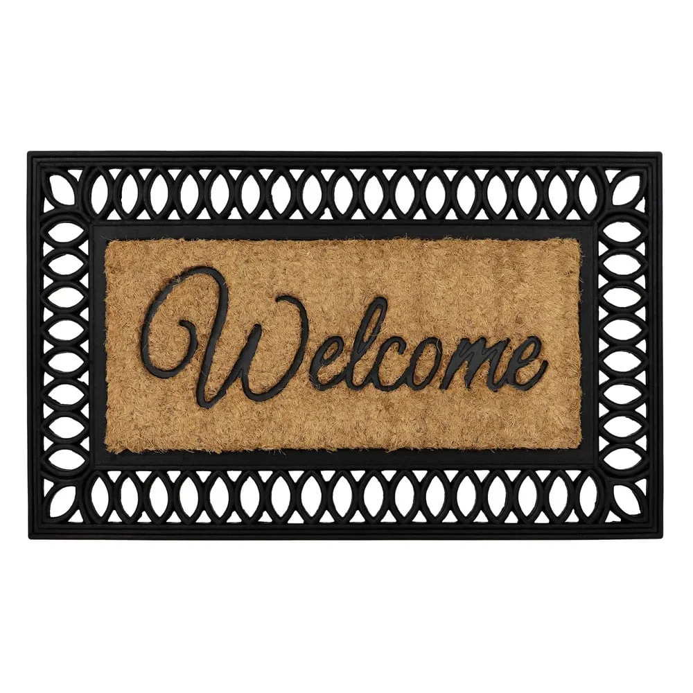 Orana Rubber Tuffscrape Doormat with Welcome Design - Brown