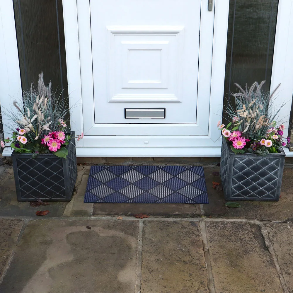 Platina Rubber Scrapper Doormat - Silver Blue