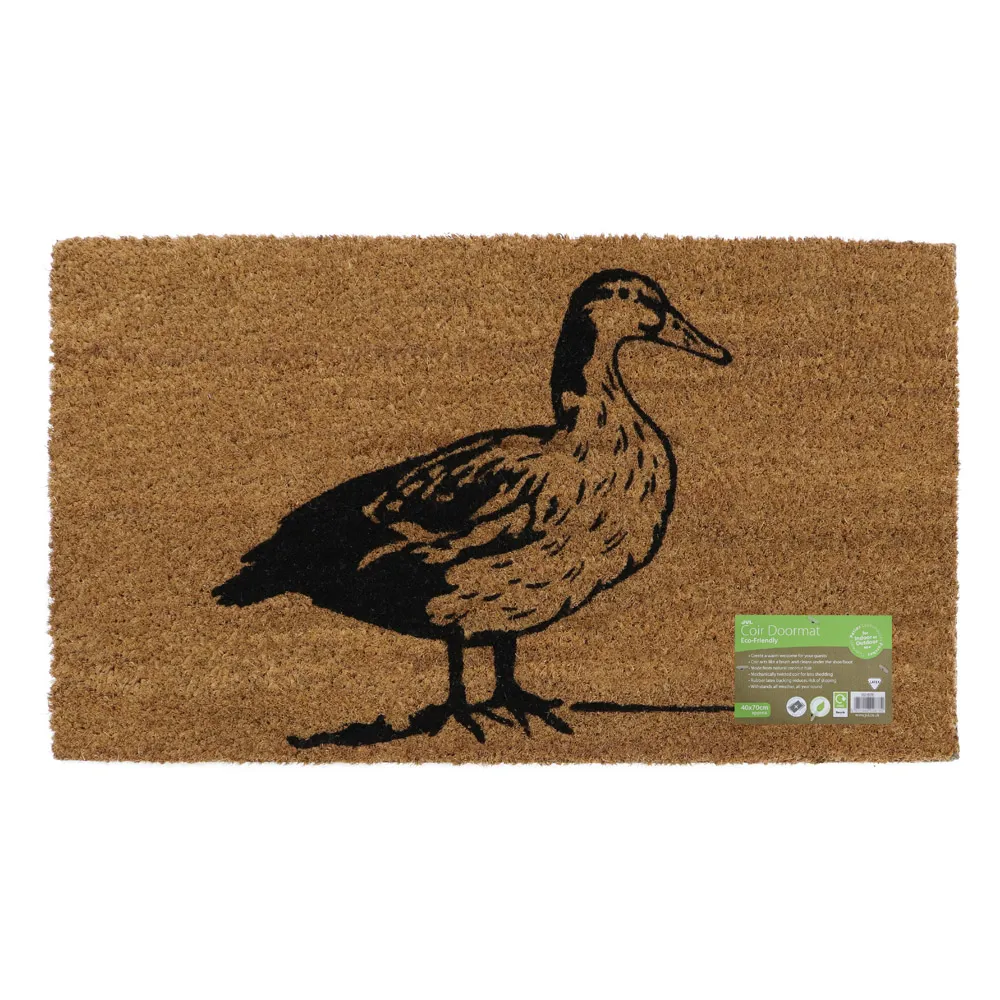 Quackers Duck Latex Coir Door Mat - Brown