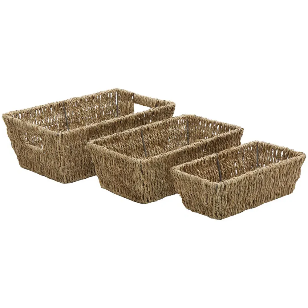Rectangular Storage Baskets 3 Pack - Natural, Seagrass