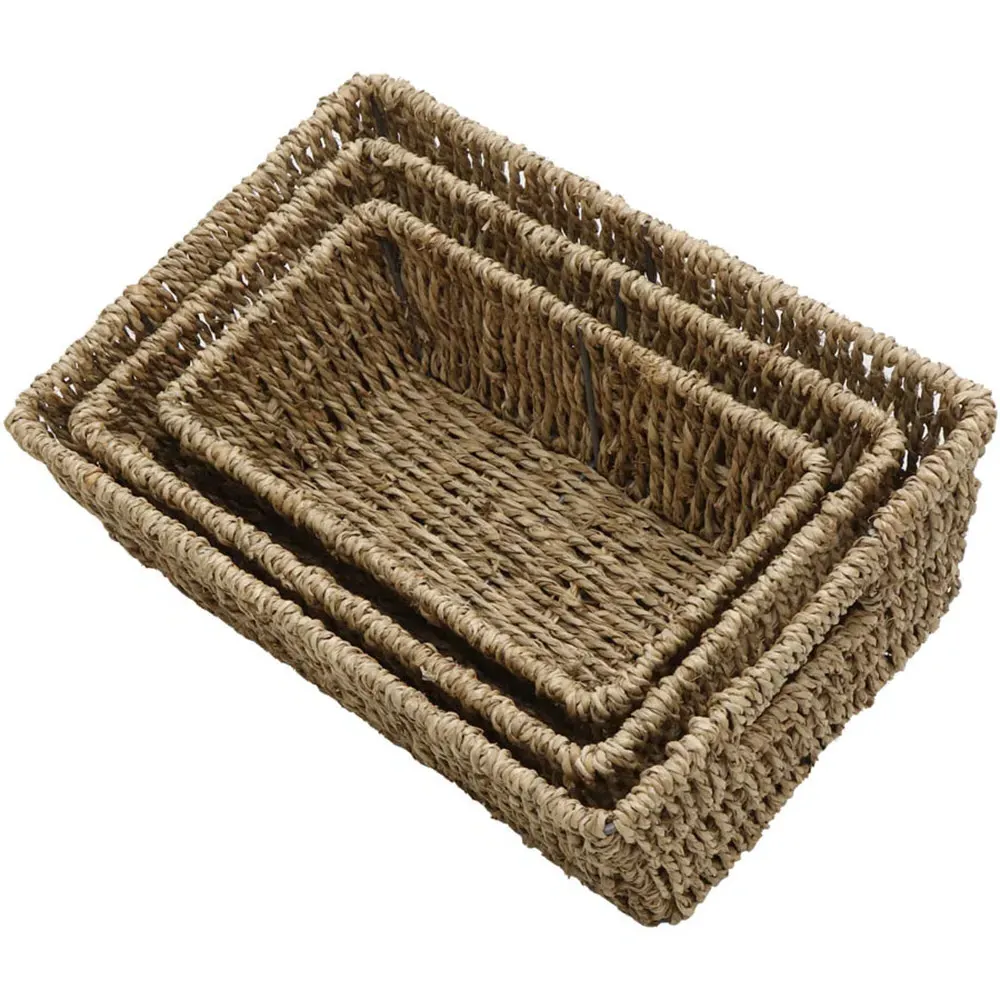 Rectangular Storage Baskets 3 Pack - Natural, Seagrass