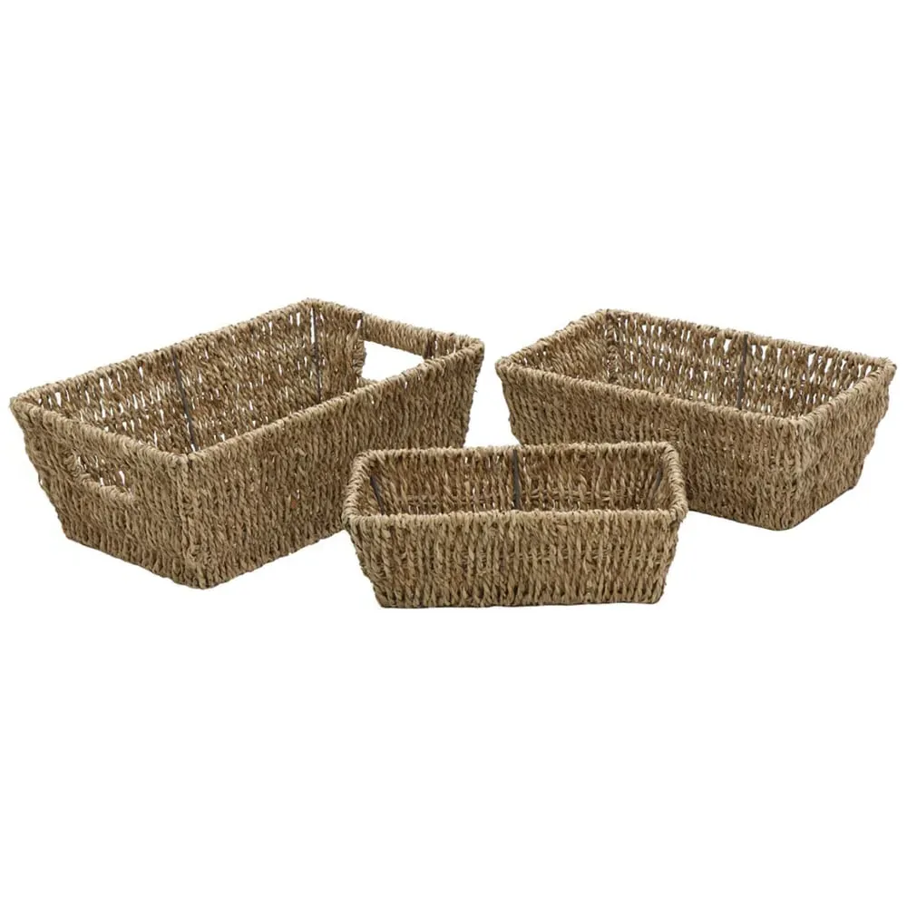 Rectangular Storage Baskets 3 Pack - Natural, Seagrass