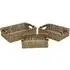 Rectangular Storage Baskets with Wooden Handles 3 Pack - Natural