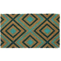 Rhombus Latex Coir Door Mat - Blue