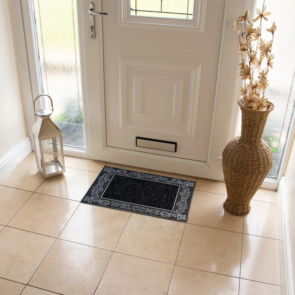Rico Scroll Door Mat - Silver, PVC