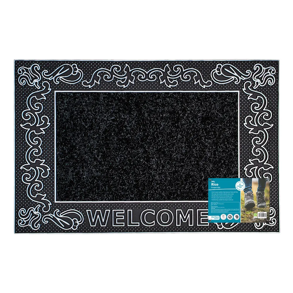 Rico Scroll Door Mat - Silver, PVC