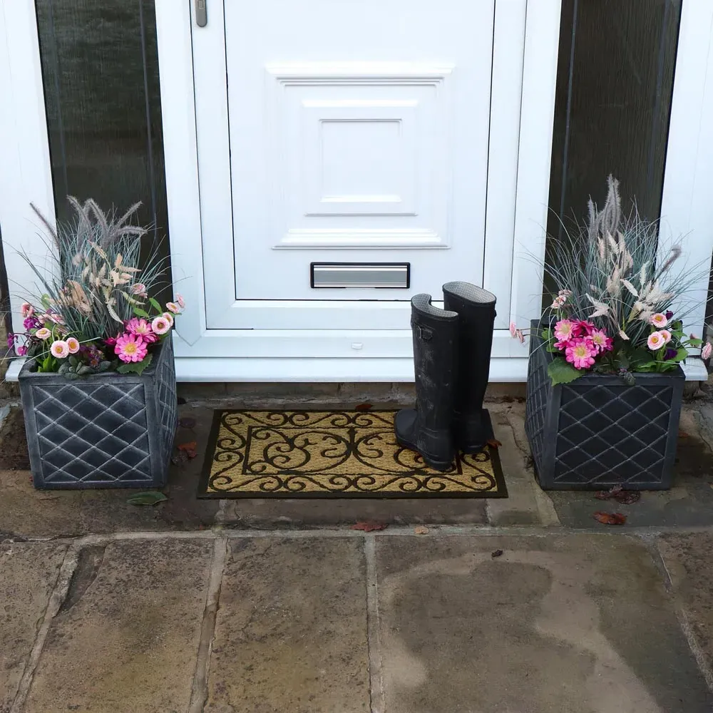 Scroll Woven Tuffscrape Doormat - Coir, Rubber