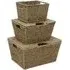 Seagrass Rectangular Storage Baskets with Lids 3 Pack