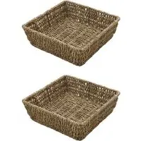 Seagrass Square Storage Tray 2 Pack - Brown