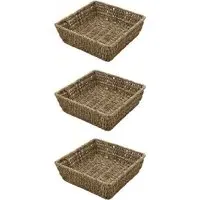 Seagrass Square Storage Tray 3 Pack - Brown