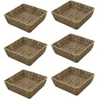 Seagrass Square Storage Tray 6 Pack - Brown