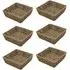 Seagrass Square Storage Tray 6 Pack - Brown