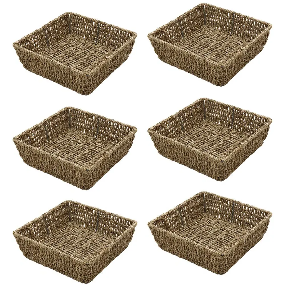Seagrass Square Storage Tray 6 Pack - Brown